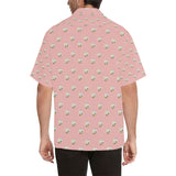 Cute hamster cheese pattern pink background Men's All Over Print Hawaiian Shirt