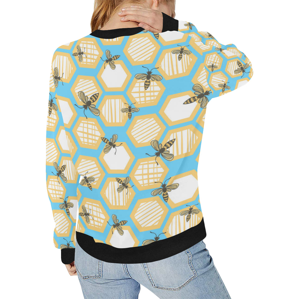 Bee honeycomb pattern Women's Crew Neck Sweatshirt