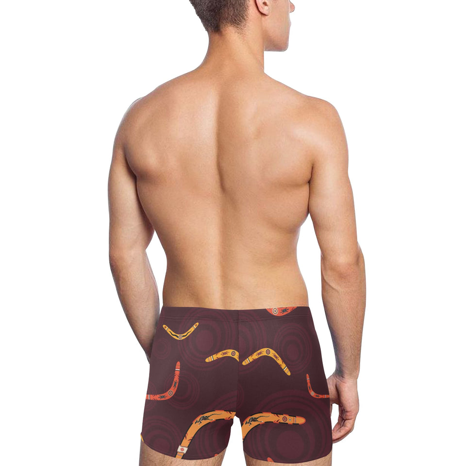 Boomerang Australian aboriginal ornament circle bl Men's Swimming Trunks