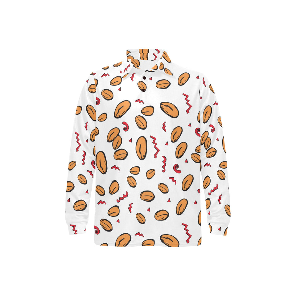 peanuts pattern background Men's Long Sleeve Polo Shirt