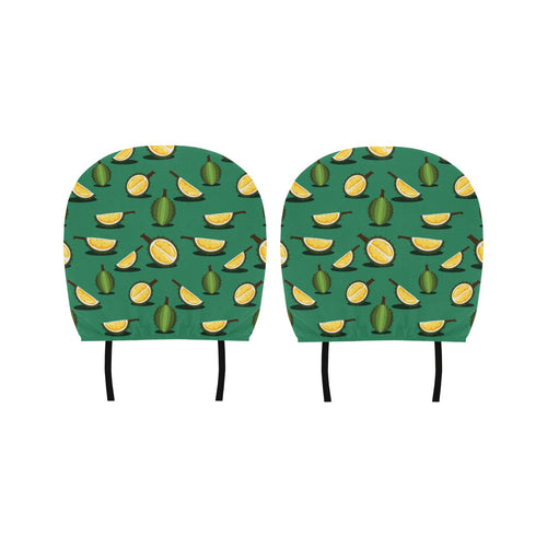 Durian pattern green background Car Headrest Cover