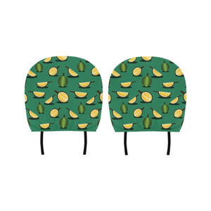 Durian pattern green background Car Headrest Cover