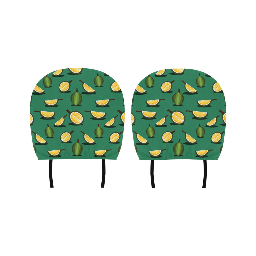 Durian pattern green background Car Headrest Cover