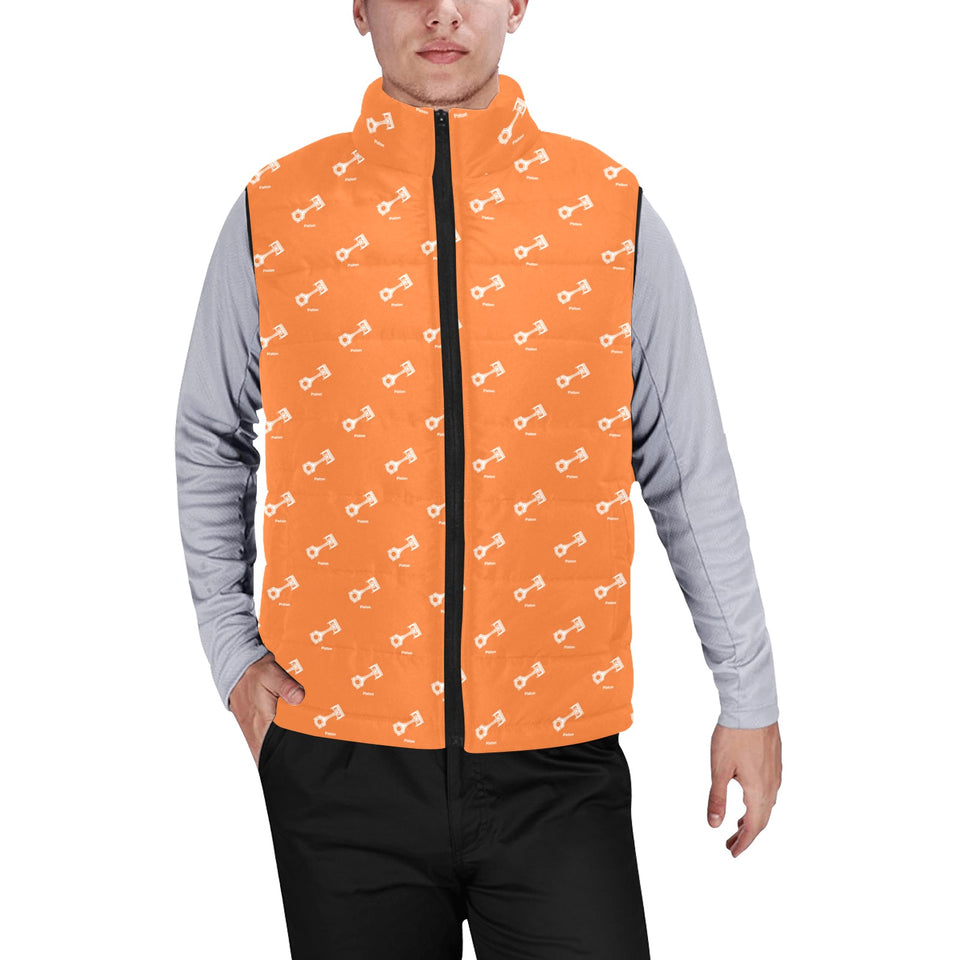 Engine Piston Orange Background Pattern Design 05 Men's Padded Vest