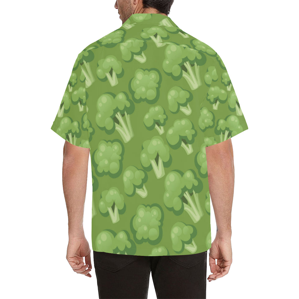 Broccoli pattern green background Men's All Over Print Hawaiian Shirt