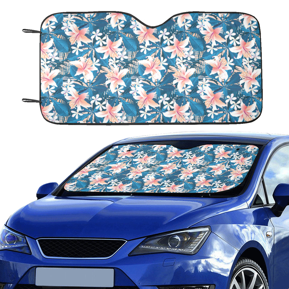 Hibiscus Pattern Print Design 02 Car Sun Shade