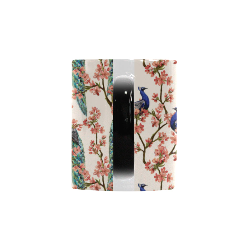 Peacock tropical flower pattern Morphing Mug Heat Changing Mug