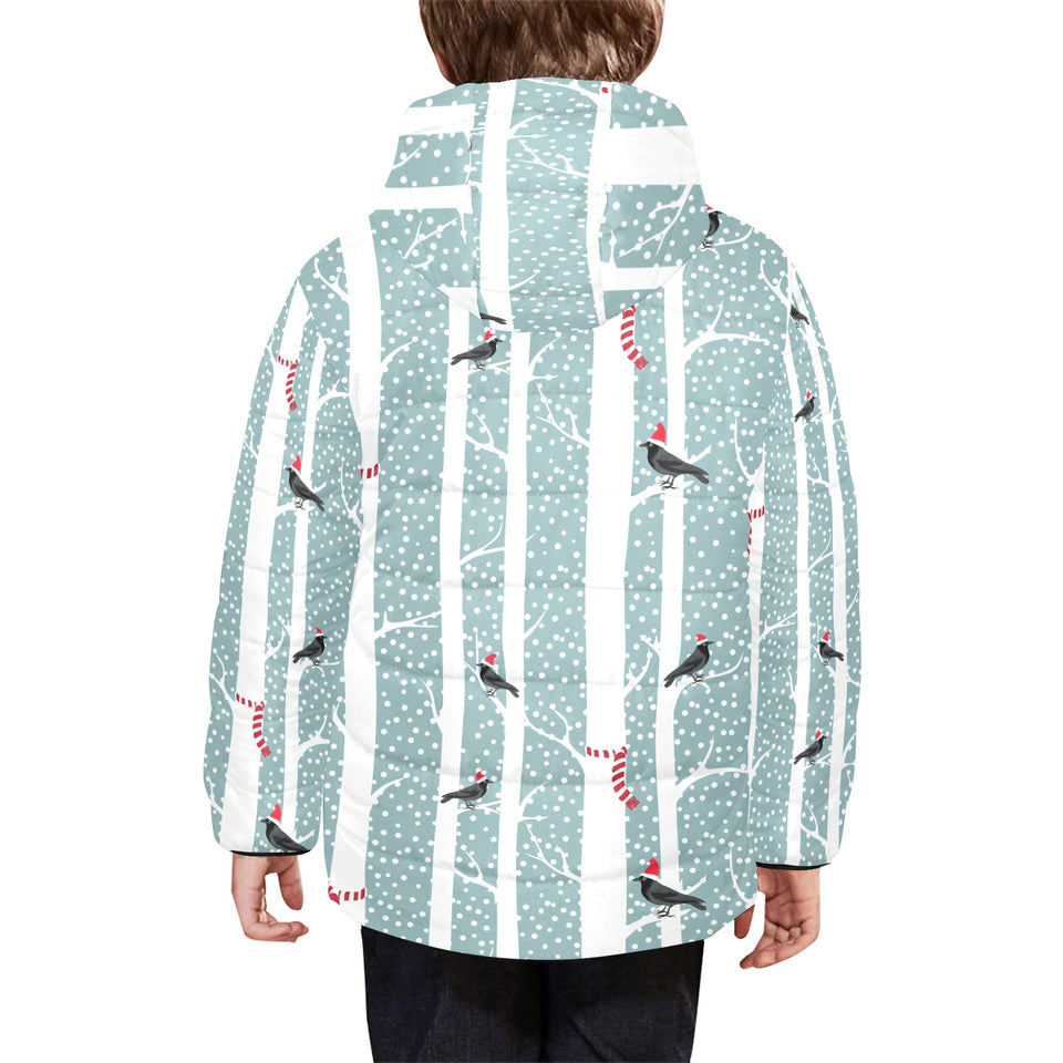 Crows christmas hat scarf Kids' Boys' Girls' Padded Hooded Jacket
