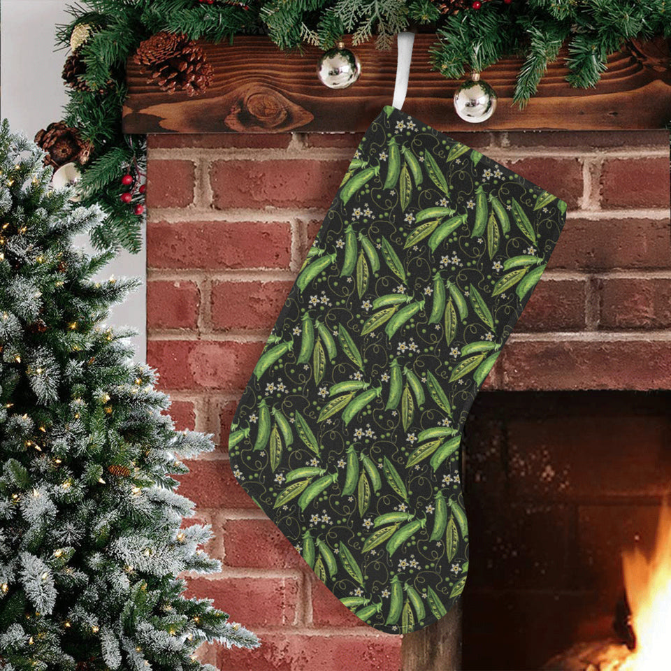 Green Peas Pattern Print Design 02 Christmas Stocking