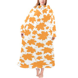 Orange Maple Leaf pattern Blanket Robe with Sleeves