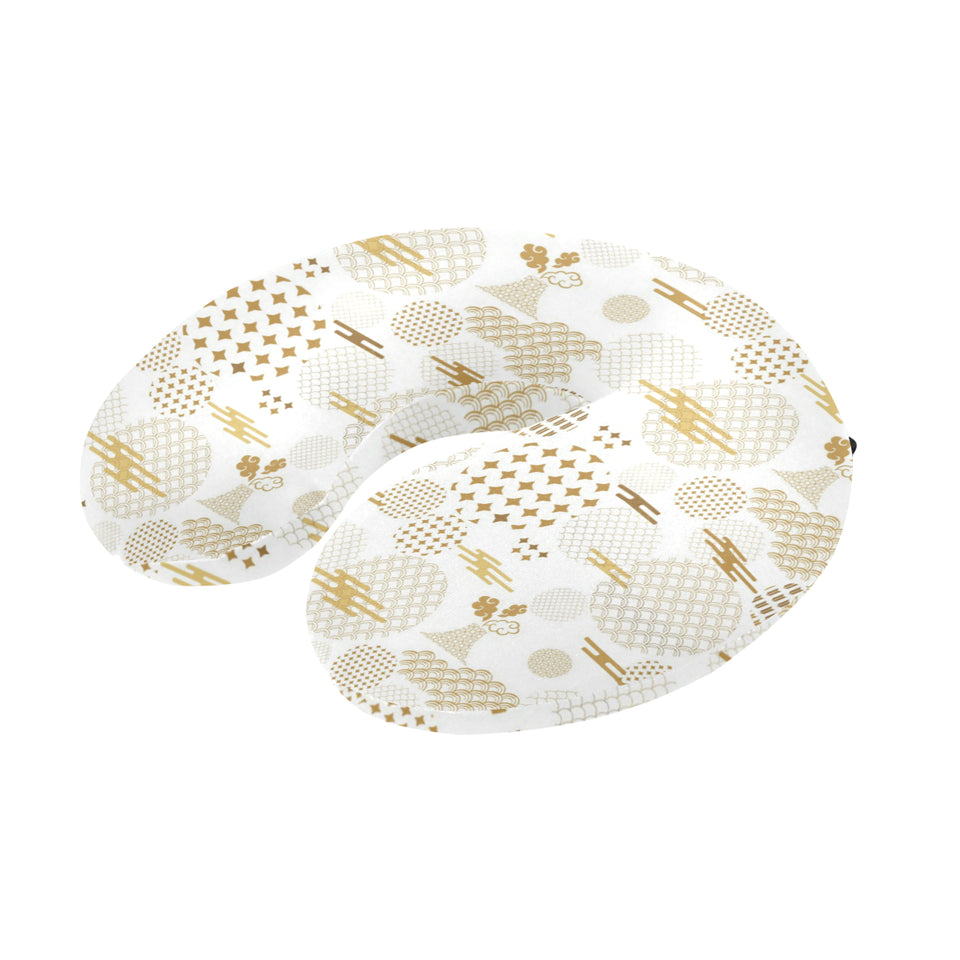 Beautiful gold japanese pattern U-Shaped Travel Neck Pillow