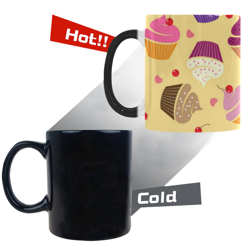 cake cupcake heart cherry pattern Morphing Mug Heat Changing Mug