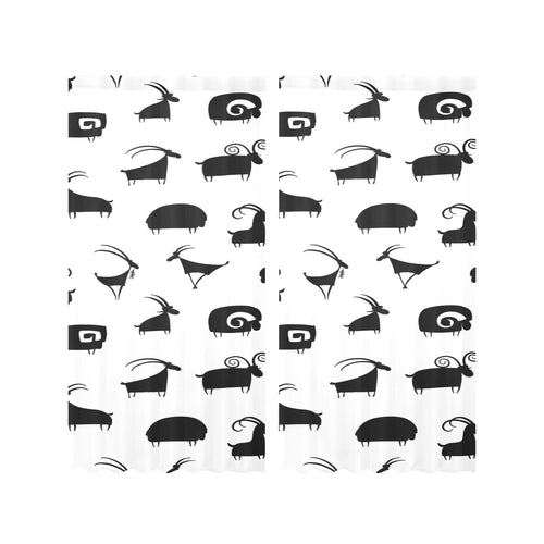 Goat ram pattern Gauze Curtain