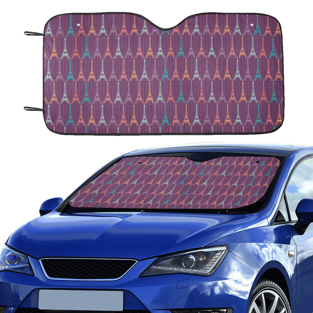 Eiffel Tower Pattern Print Design 05 Car Sun Shade