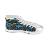 Colorful shark Women's High Top Canvas Shoes White