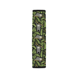 Cute sloths tropical palm leaves black background Car Seat Belt Cover