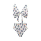 Hedgehog Pattern Print Design 04 Chest Bowknot High Waisted Bikini Swimsuit