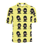 Cute ninja yellow background Men's All Over Print Polo Shirt
