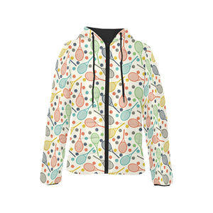 Tennis Pattern Print Design 03 Women's Padded Hooded Jacket