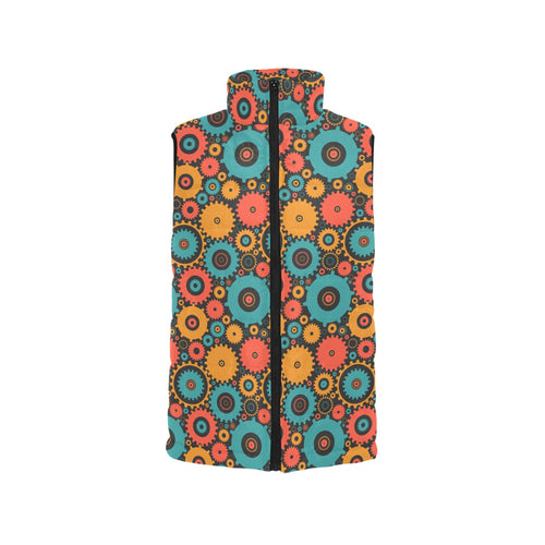 Gear Pattern Print Design 01 Women's Padded Vest