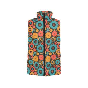 Gear Pattern Print Design 01 Women's Padded Vest