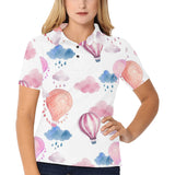 Watercolor air balloon cloud pattern Women's All Over Print Polo Shirt