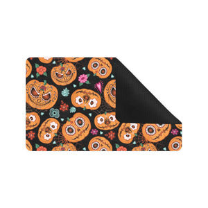 Pumpkin flowers spiderweb Halloween theme Doormat