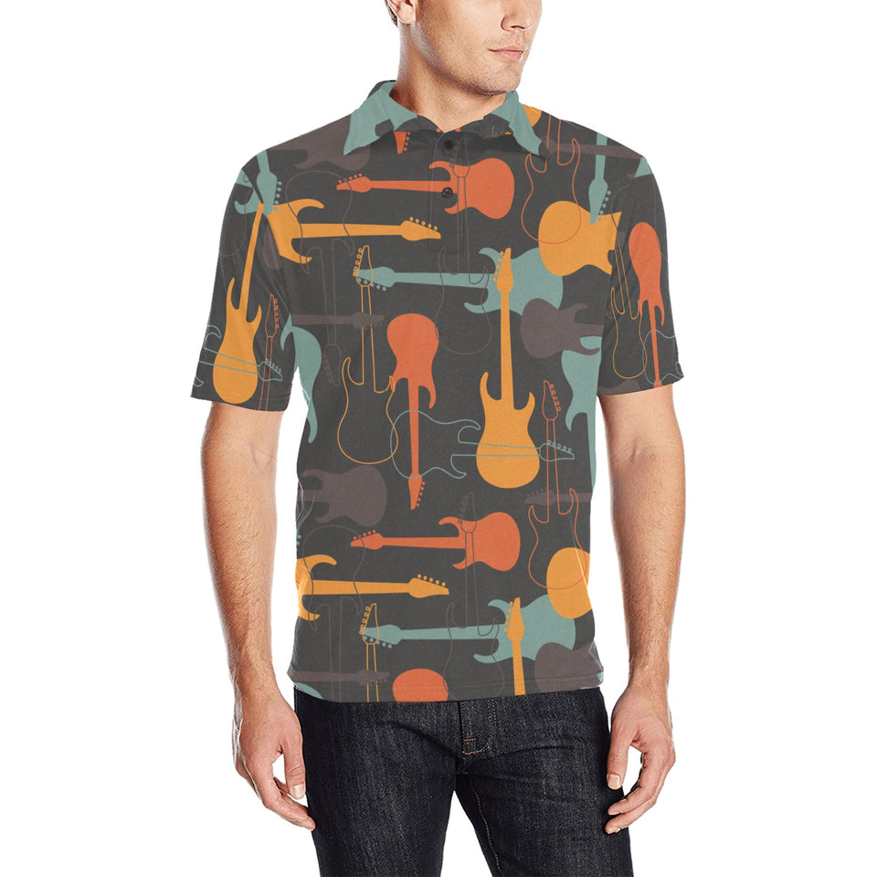 electric guitars pattern Men's All Over Print Polo Shirt