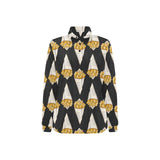 French fries dark background Women's Long Sleeve Polo Shirt