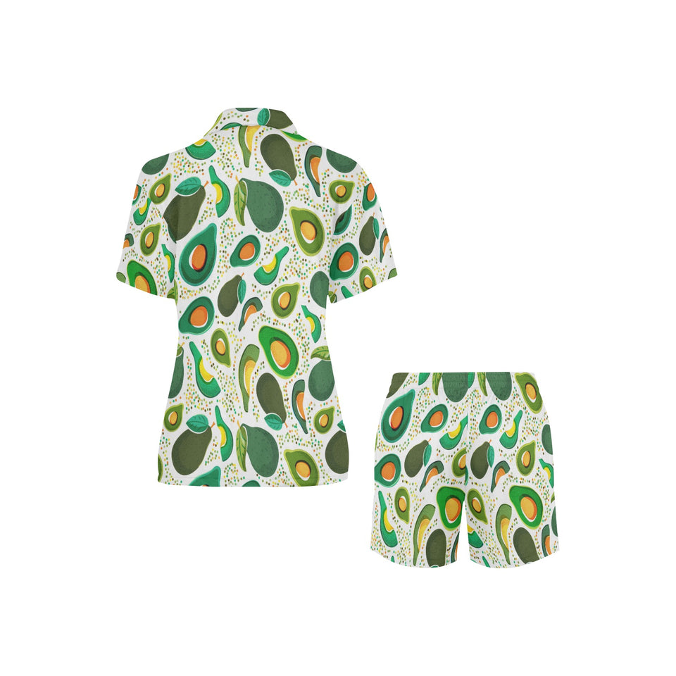 Avocado design pattern Women's V-Neck Short Pajama Set