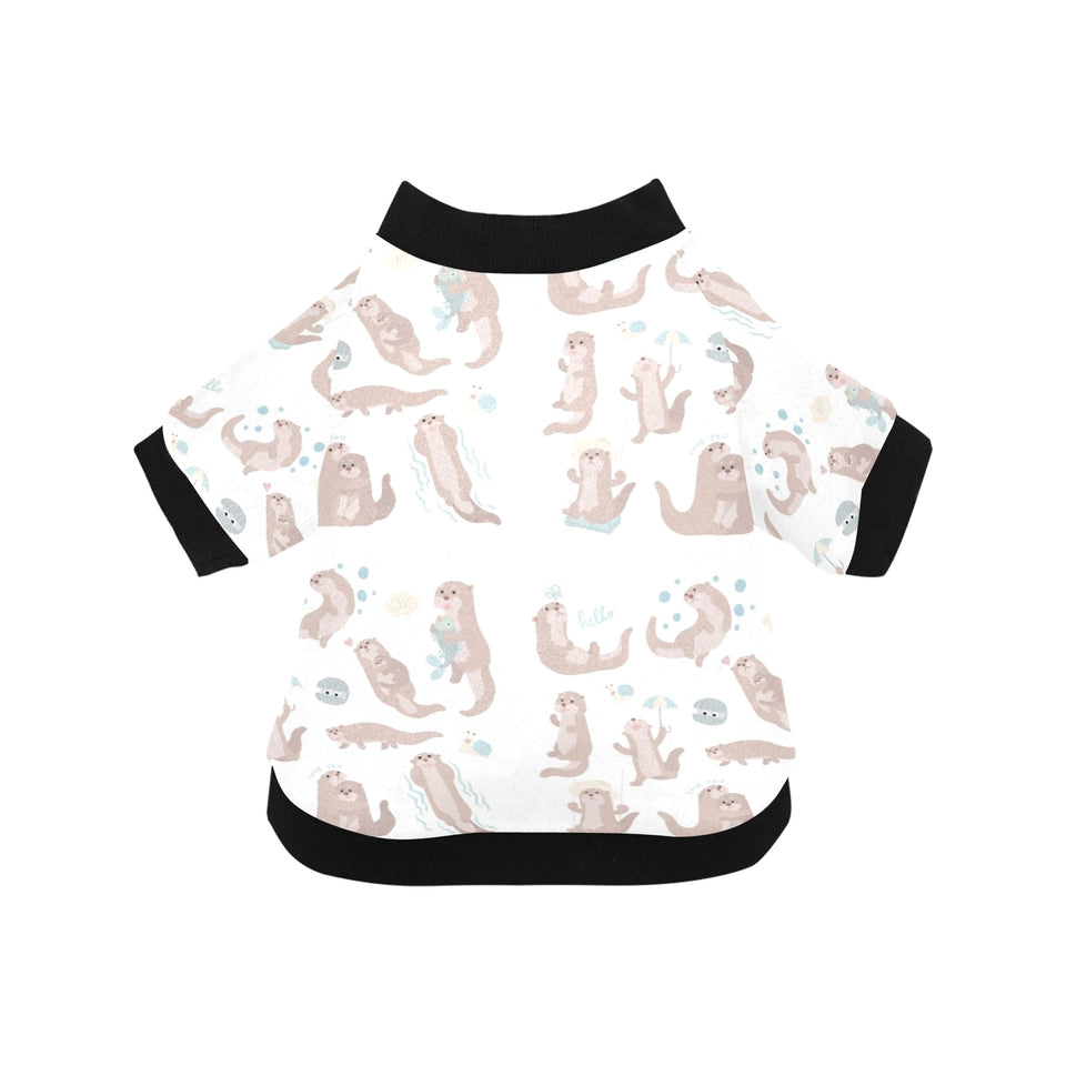 Cute sea otters pattern All Over Print Pet Dog Round Neck Fuzzy Shirt