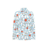 Bowling ball bowling pins blue blackground Women's Long Sleeve Polo Shirt