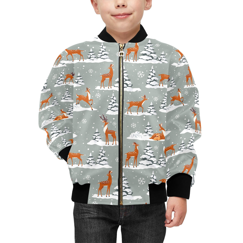 Beautiful deers Winter Christmas Kids' Boys' Girls' Bomber Jacket