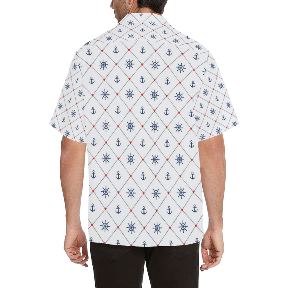 Anchor rudder nautical design pattern Men's All Over Print Hawaiian Shirt