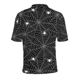 Spider web design pattern Black background white c Men's All Over Print Polo Shirt