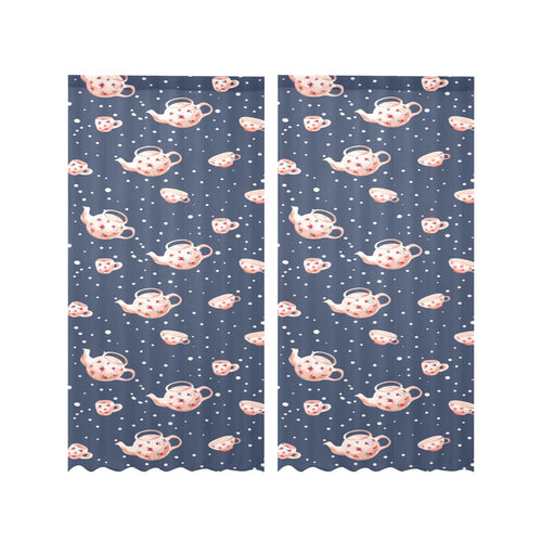 Tea pots Pattern Print Design 04 Gauze Curtain