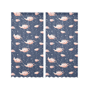 Tea pots Pattern Print Design 04 Gauze Curtain