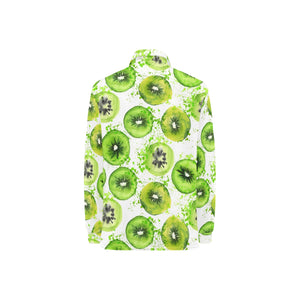 Watercolor kiwi pattern Women's Long Sleeve Polo Shirt