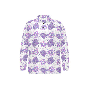 Hedgehog Pattern Print Design 05 Men's Long Sleeve Polo Shirt