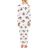 Cute pugs pink heart paw pattern Women's All Over Print Pajama Set