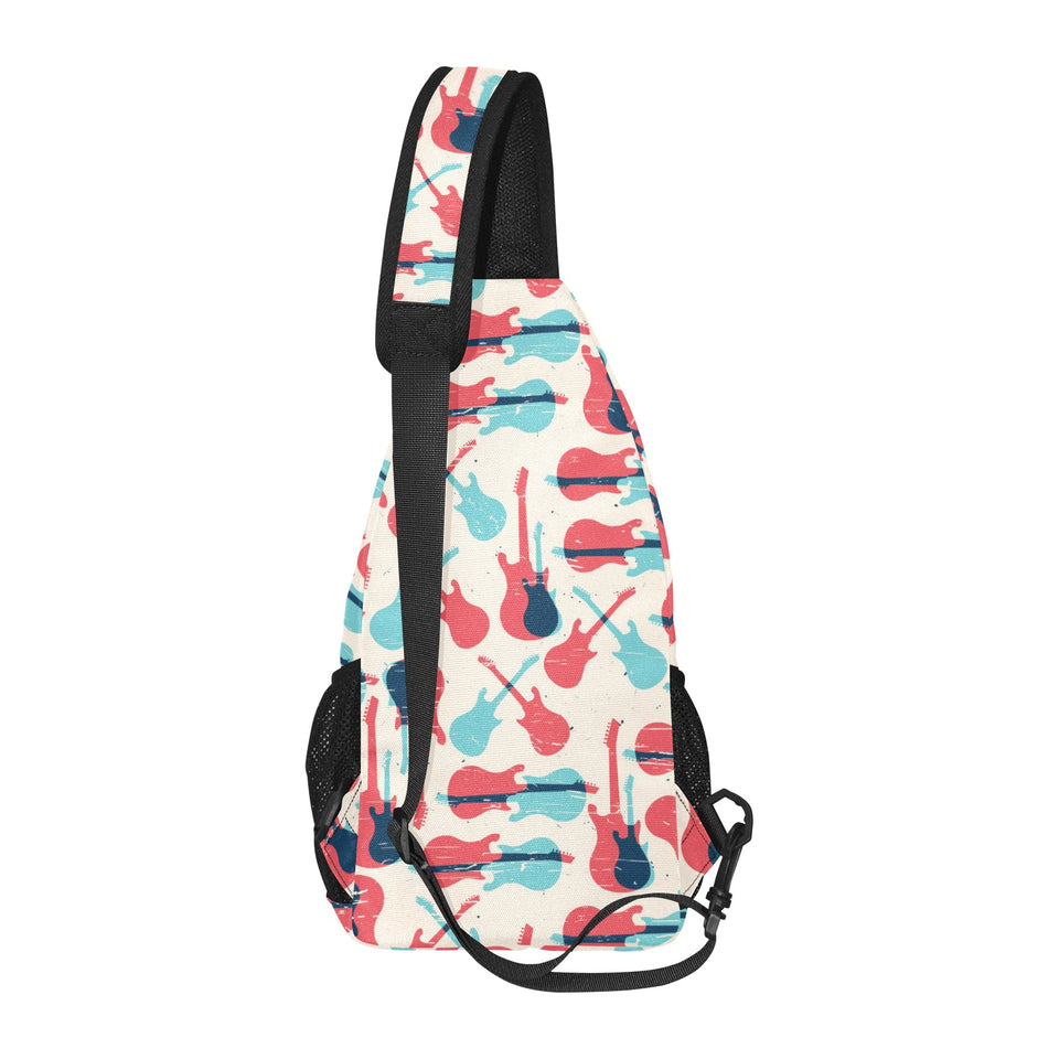 Red Blue guitar pattern All Over Print Chest Bag