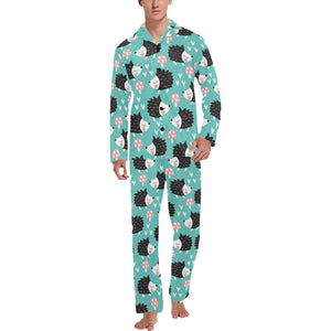 Hedgehog Pattern Print Design 03 Men's Long Pajama Set