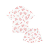 Pink sakura cherry blossom pattern Kids' Boys' Girls' V-Neck Short Pajama Set