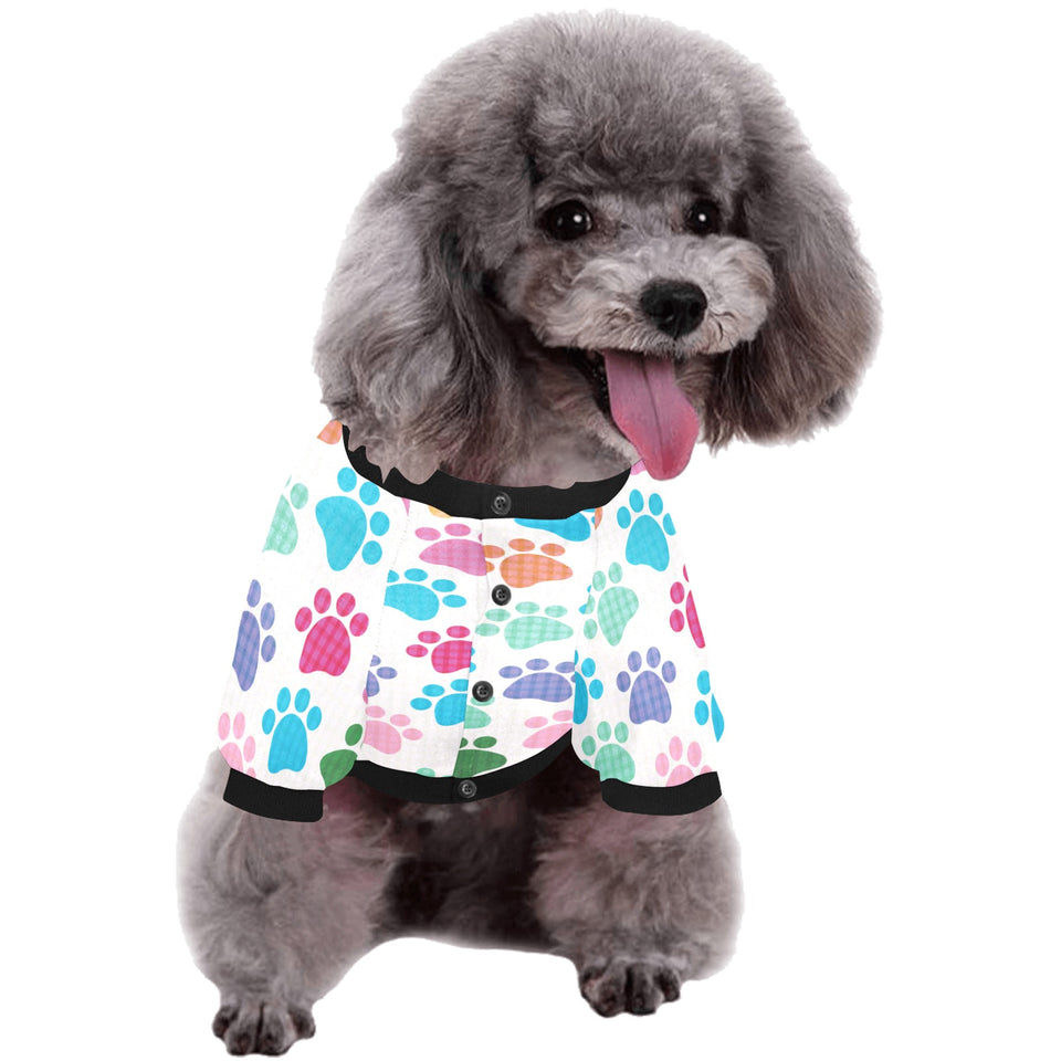 Dog Paws Pattern Print Design 01 All Over Print Pet Dog Round Neck Fuzzy Shirt