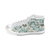 Dragonfly Butterfly Plants insect flower vintage s Men's High Top Canvas Shoes White