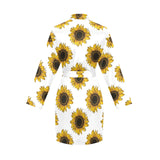 sunflowers design pattern Women's Long Sleeve Belted Night Robe