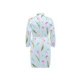 Watercolor Tulips pattern Men's Long Sleeve Belted Night Robe