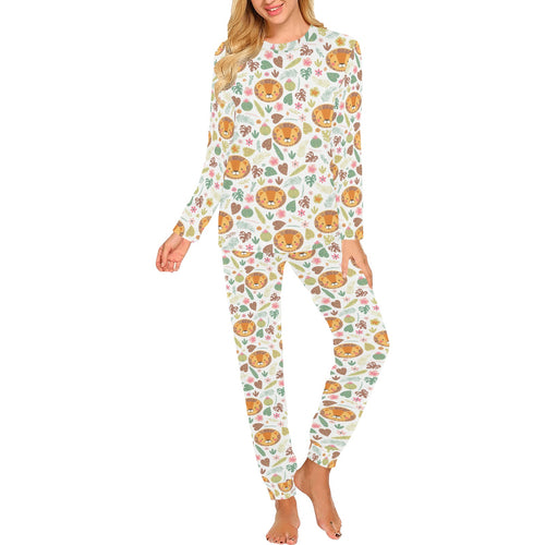 Lion Pattern Print Design 04 Women's All Over Print Pajama Set