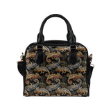 Chameleon lizard tropical leaves palm tree Shoulder Handbag