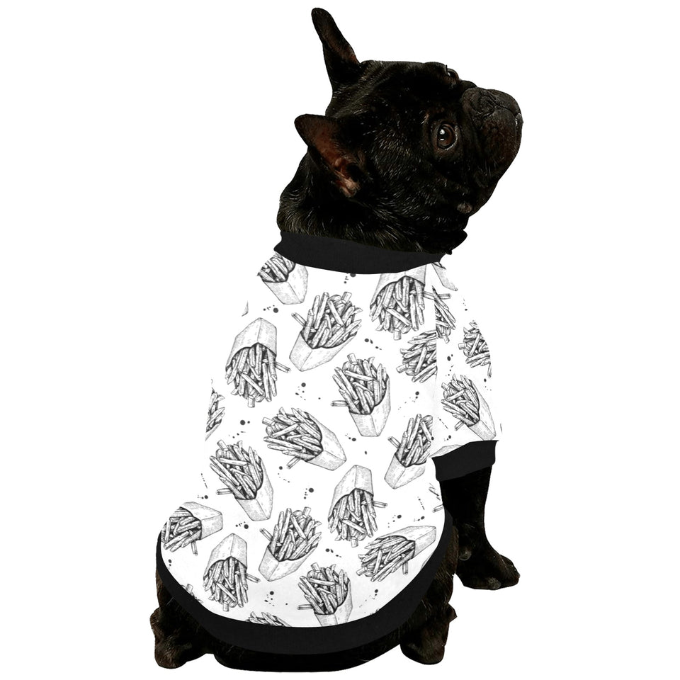 Hand drawn french fries pattern All Over Print Pet Dog Round Neck Fuzzy Shirt